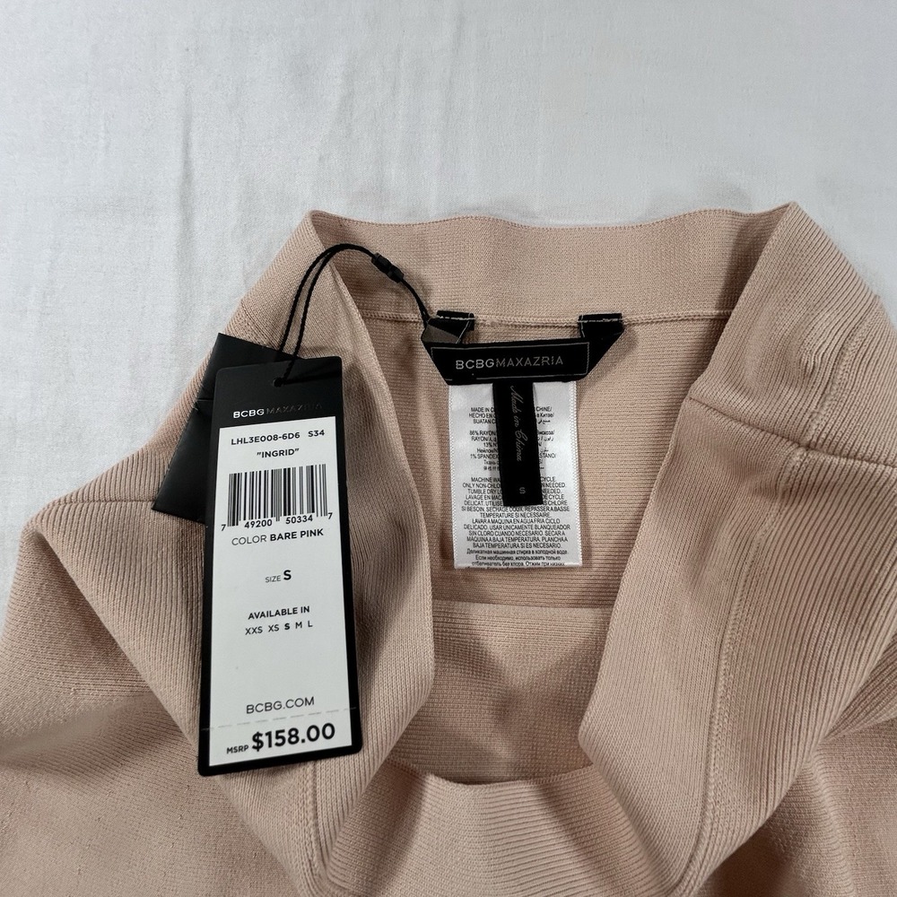 NEW BCBGMAXAZRIA Ingrid Aline Skater Skirt S Bare Pink Y2K Mini Minimalist $158 - Picture 4 of 8